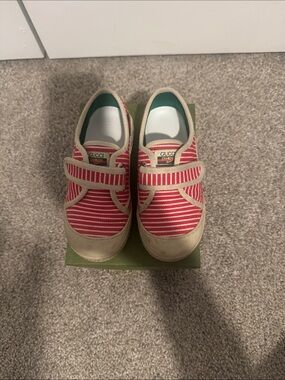 Gucci Kids Red and Cream Striped Velcro Sneakers